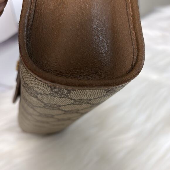 Authentic GUCCI GG Supreme Sherry Line Brown/Beige Clutch Bag - Picture 14 of 15